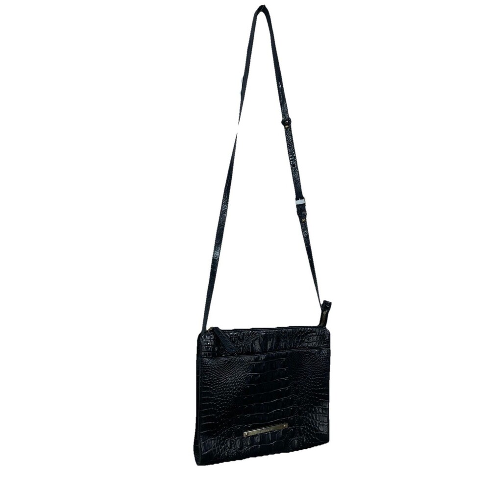 Brahmin VTG Black Letter Carrier Melbourne Leather Shoulder Crossbody Bag